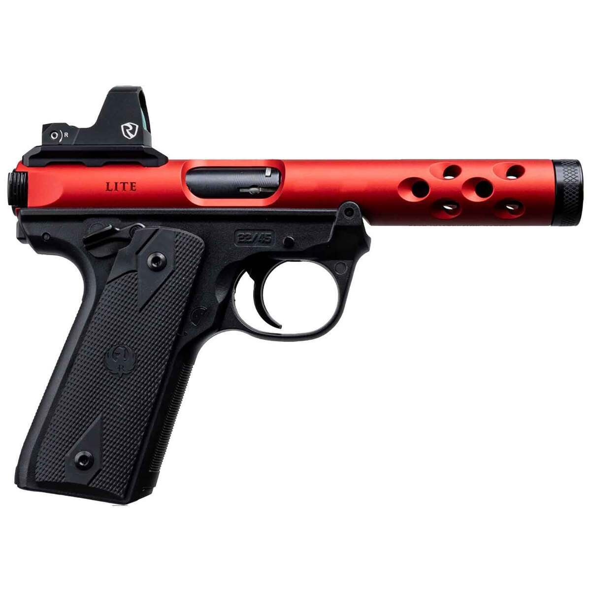 Basic Red 22 Ruger Mark IV 22/45 Lite 22 Long Rifle 4.4in Red Anodized Pistol - 10+1 ...