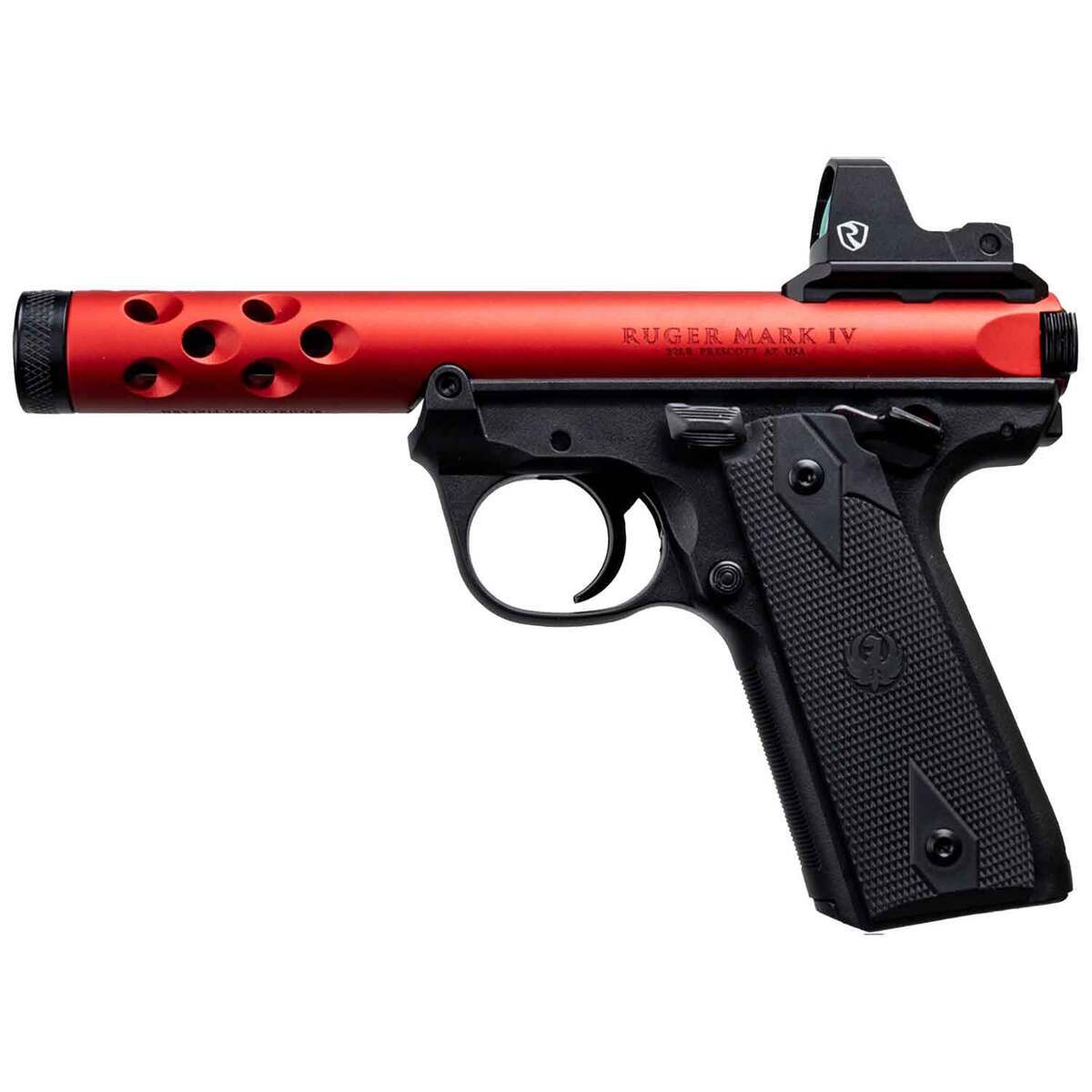 Basic Red 22 Ruger Mark IV 22/45 Lite 22 Long Rifle 4.4in Red Anodized Pistol - 10+1 ...
