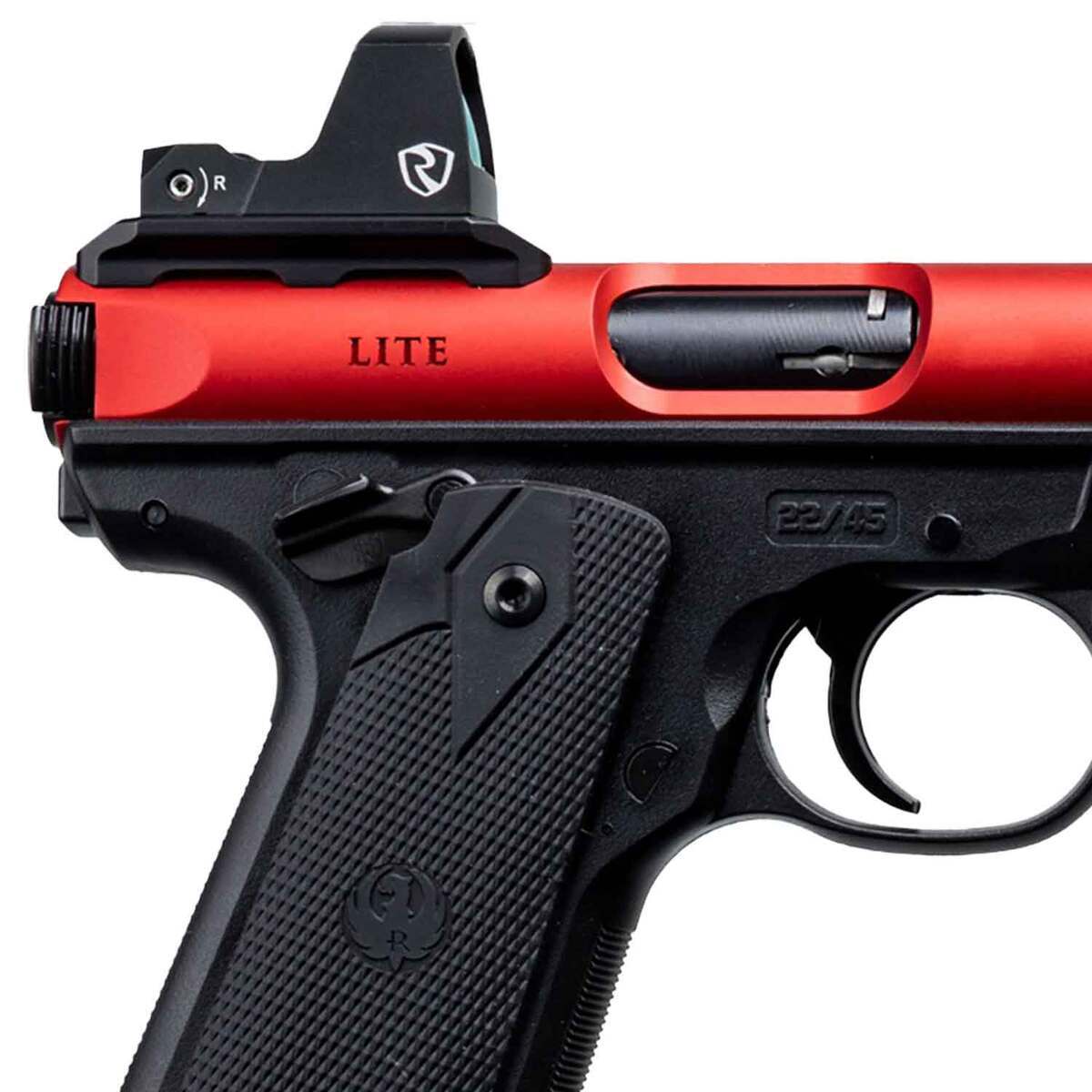 Basic Red 22 Ruger Mark IV 22/45 Lite 22 Long Rifle 4.4in Red Anodized Pistol - 10+1 ...