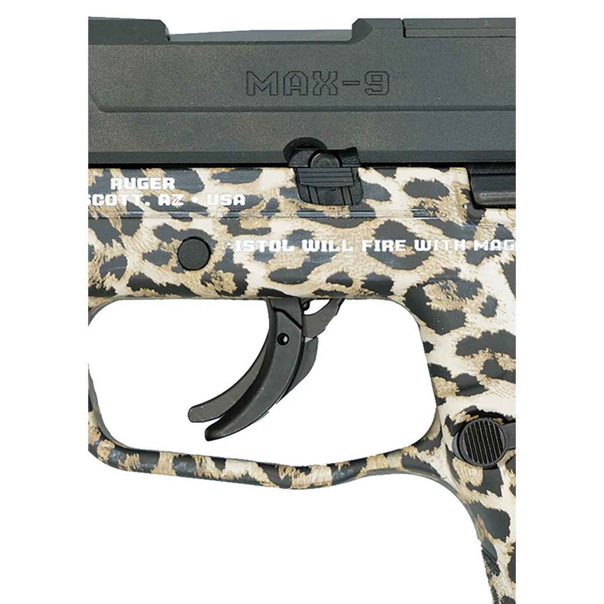 Ruger MAX-9 Leopard 9mm Luger 3.2in Black Pistol - 12+1 Rounds - Black Ruger MAX-9 Leopard 9mm Luger 3.2in Black Pistol - 12+1 Rounds - Black