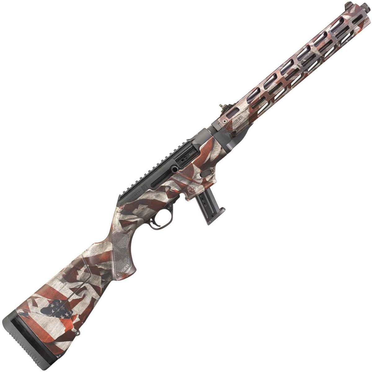 Ruger PC Carbine 9mm Luger 16.12in American Flag Camo Semi Automatic Modern Sporting Rifle - 17+1 Rounds - American Flag Ruger PC Carbine 9mm Luger 16.12in American Flag Camo Semi Automatic Modern Sporting Rifle - 17+1 Rounds - American Flag