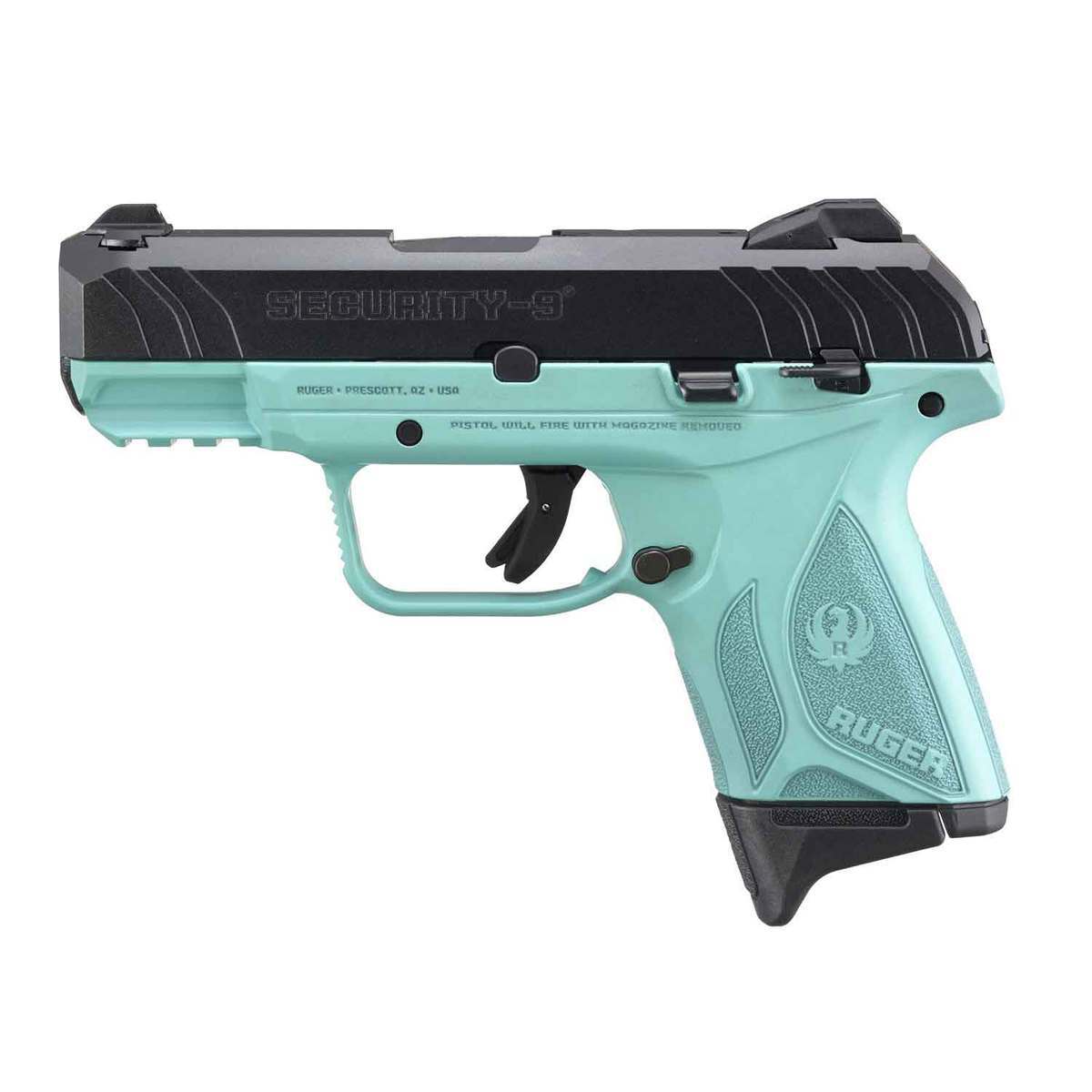 Ruger Security 9 Compact 9mm Luger 3.42in Black/Turquoise Pistol - 10+1 Rounds - Turquoise Ruger Security 9 Compact 9mm Luger 3.42in Black/Turquoise Pistol - 10+1 Rounds - Turquoise