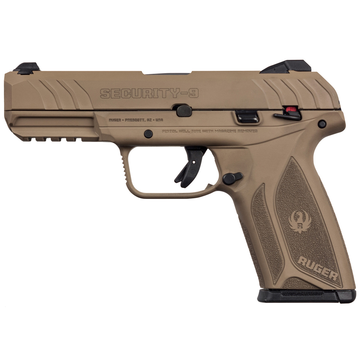Ruger Security-9 9mm Luger 4in Dark Earth Cerakote Pistol - 15+1 Rounds - Dark Earth Ruger Security-9 9mm Luger 4in Dark Earth Cerakote Pistol - 15+1 Rounds - Dark Earth