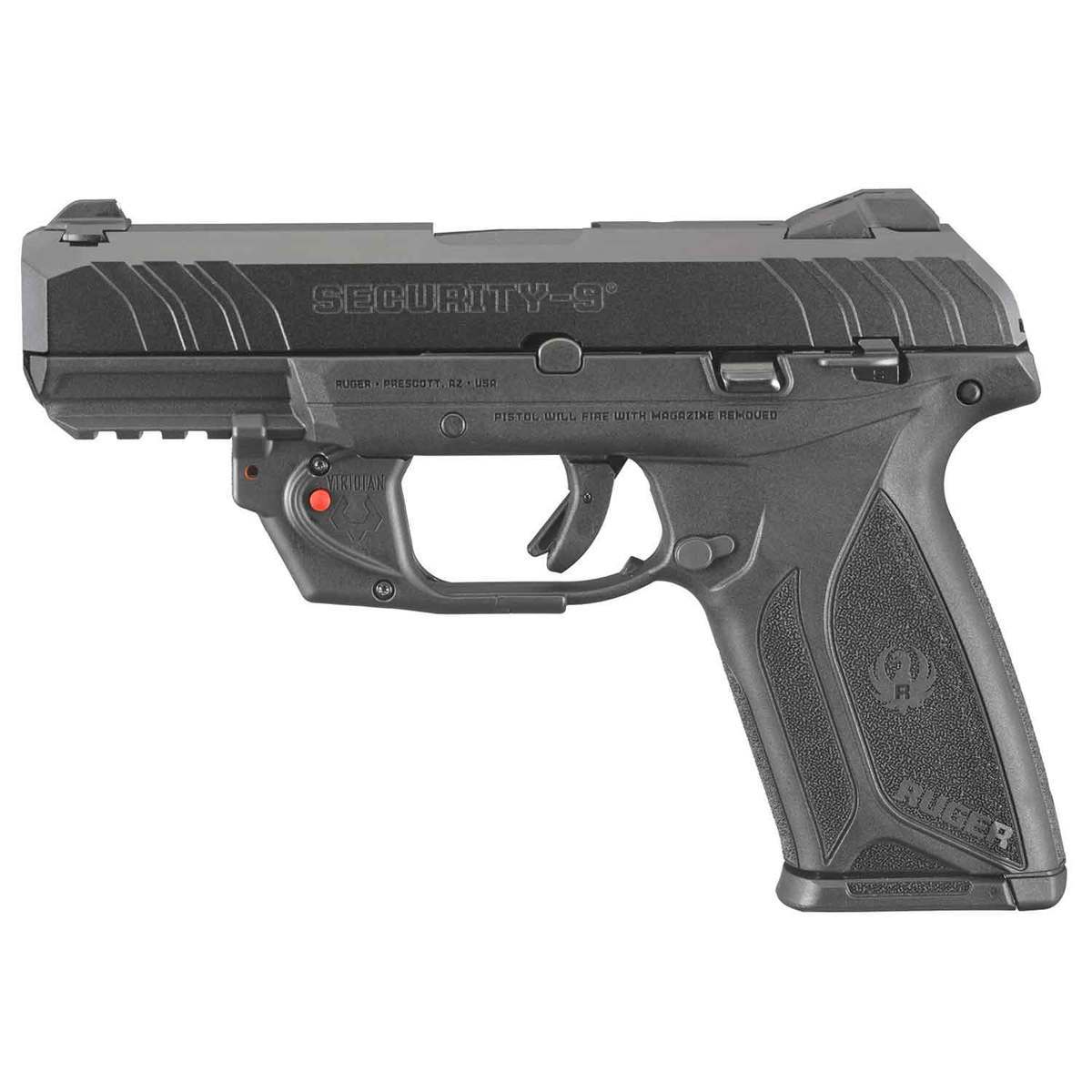 Ruger Security-9 with Virdian E-Series Red Laser 9mm Luger 4in Blued Pistol - 15+1 Rounds Ruger Security-9 with Virdian E-Series Red Laser 9mm Luger 4in Blued Pistol - 15+1 Rounds