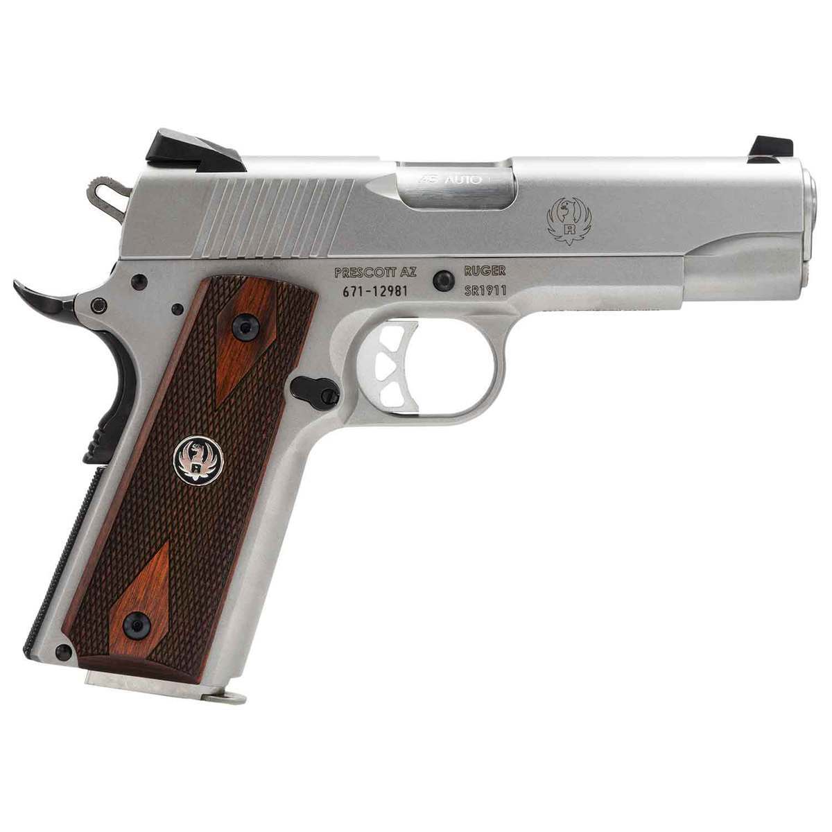 Ruger SR1911 Commander 45 Auto (ACP) 4.25in Low Glare Stainless Pistol - 7+1 Rounds Ruger SR1911 Commander 45 Auto (ACP) 4.25in Low Glare Stainless Pistol - 7+1 Rounds