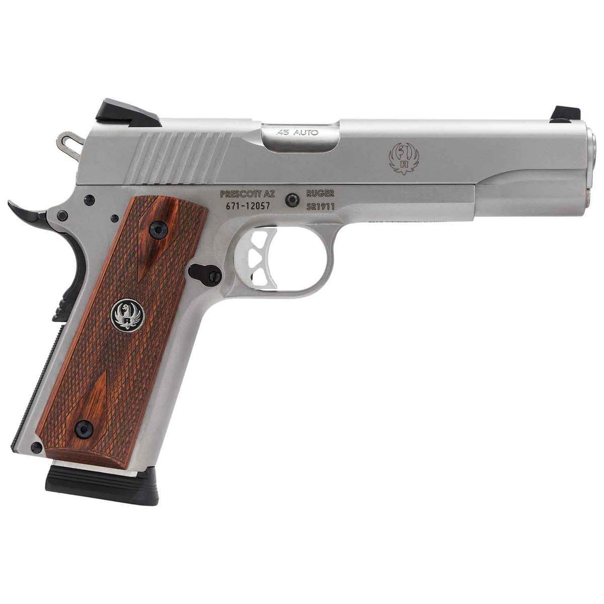 Ruger SR1911 Standard 45 Auto (ACP) 5in Low Glare Stainless Pistol - 8+1 Rounds Ruger SR1911 Standard 45 Auto (ACP) 5in Low Glare Stainless Pistol - 8+1 Rounds