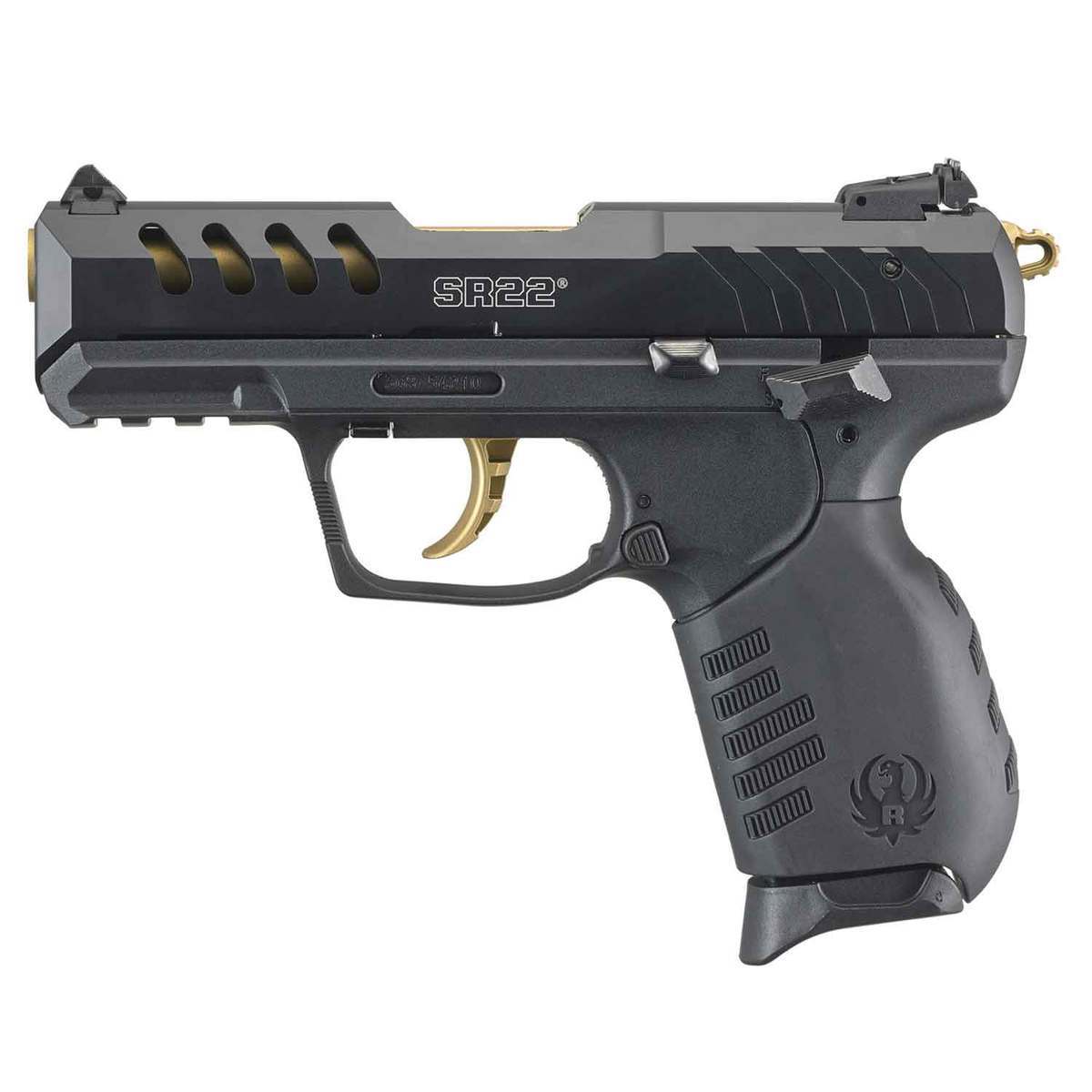 Ruger SR22 22 Long Rifle 3.5in Black/Gold Pistol - 10+1 Rounds - Black/Gold Ruger SR22 22 Long Rifle 3.5in Black/Gold Pistol - 10+1 Rounds - Black/Gold