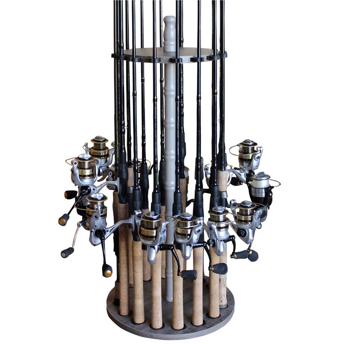 Miniature Threaded Round Rack Rush Creek Creations 16 Rod Round Rack With Wood Post | Sportsman's ...