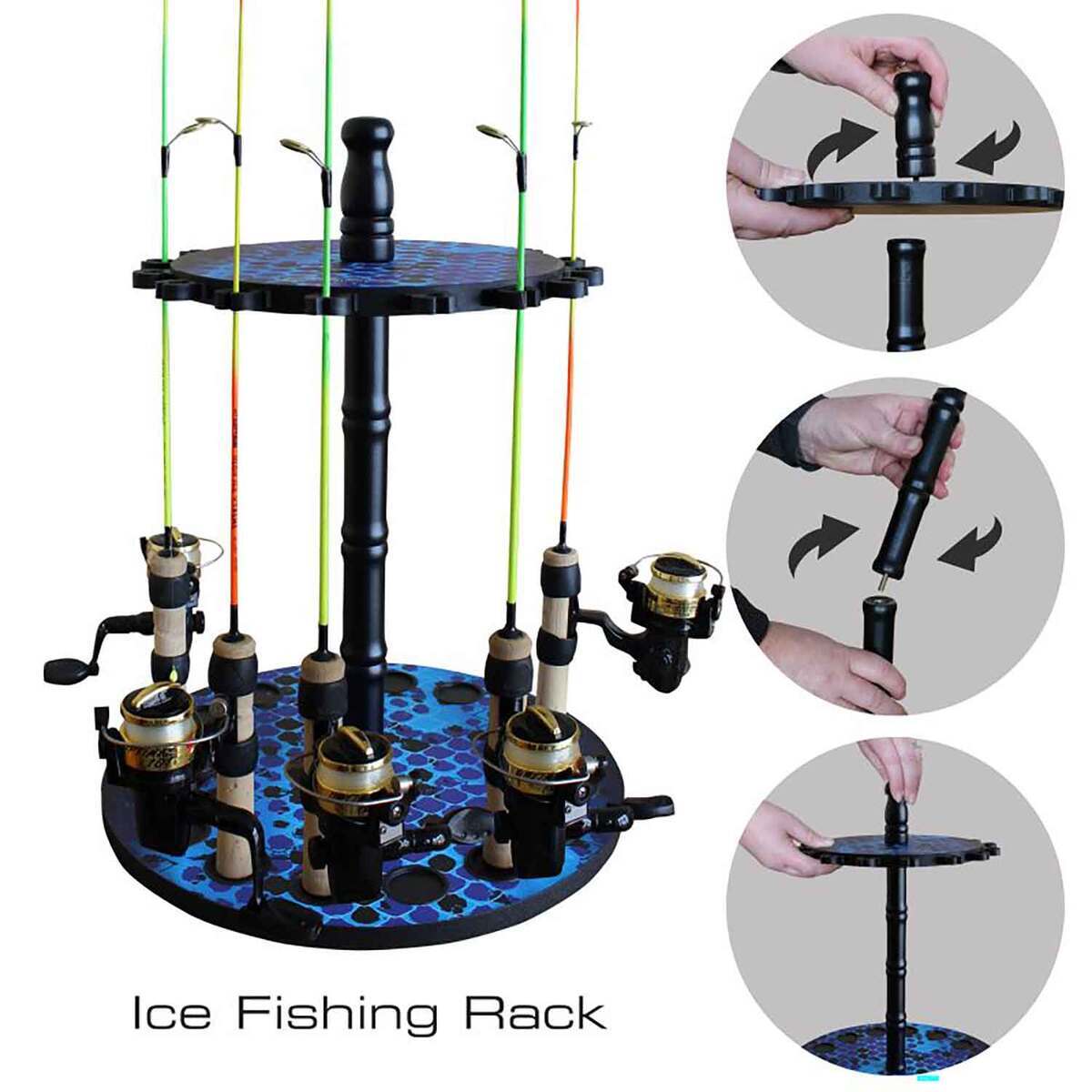 Wooden Round Racking Rush Creek Creations 16 Rod Round Rack - Blue, 30in | Sportsman's Warehouse