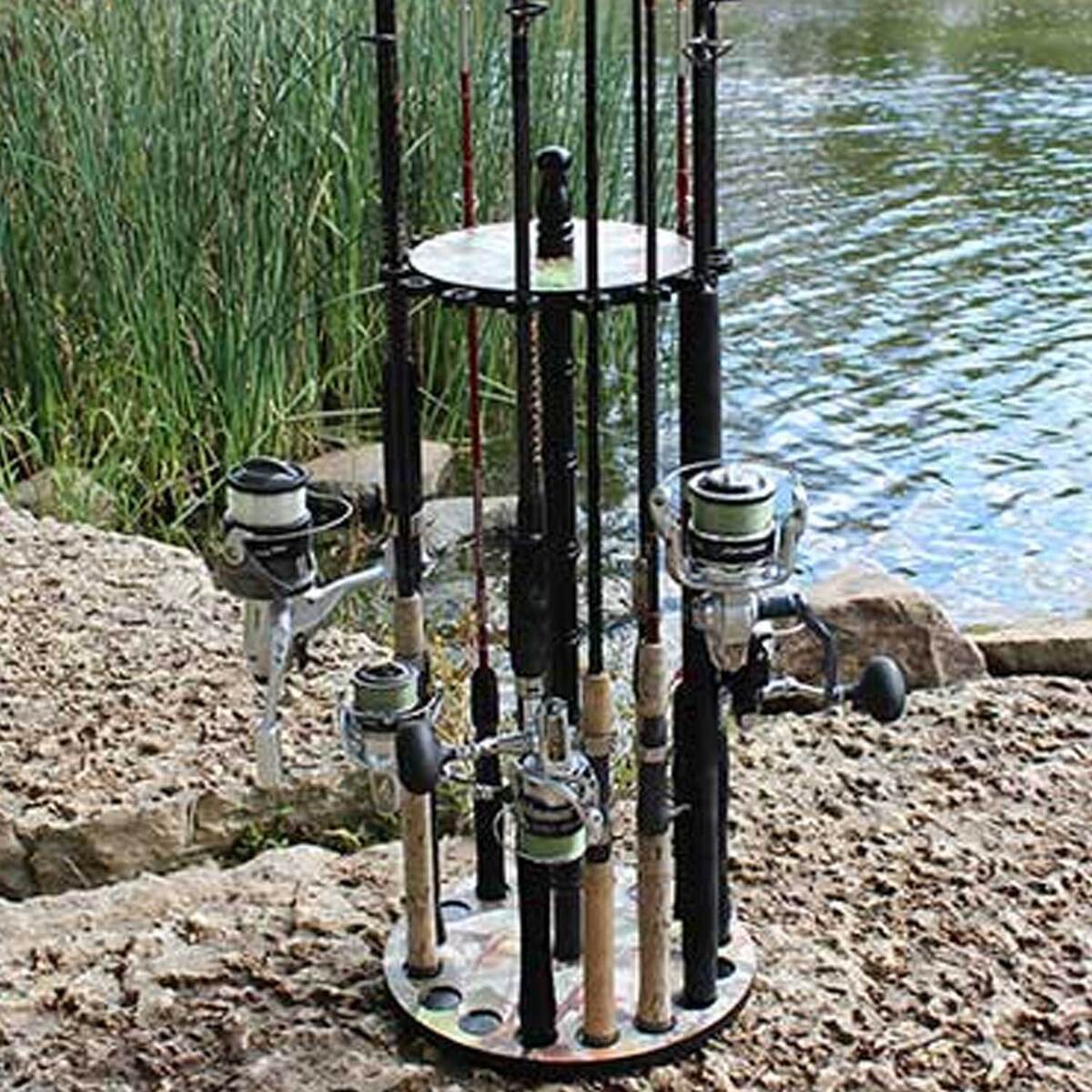Round Fly Rod Rack Rush Creek Creations 16 Rod Round Rack - Camo, 30in | Sportsman's Warehouse