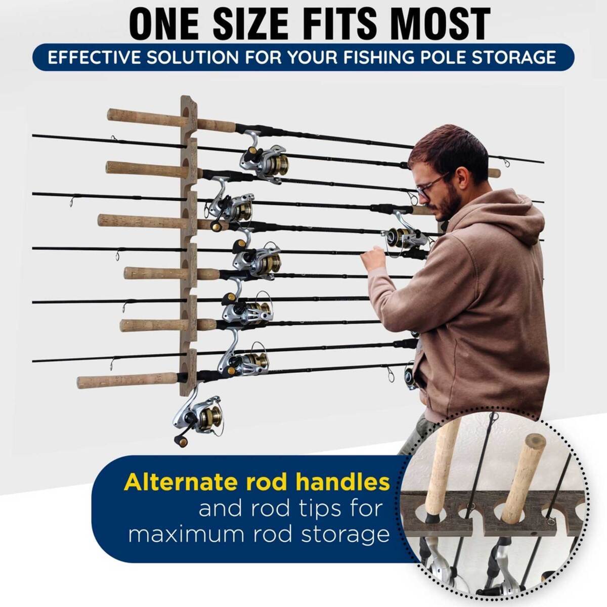 Rush Rod Rack Rush Creek Creations 2-Piece Wall/Ceiling Rod Rack - Barn Wood, 11 Rod ...