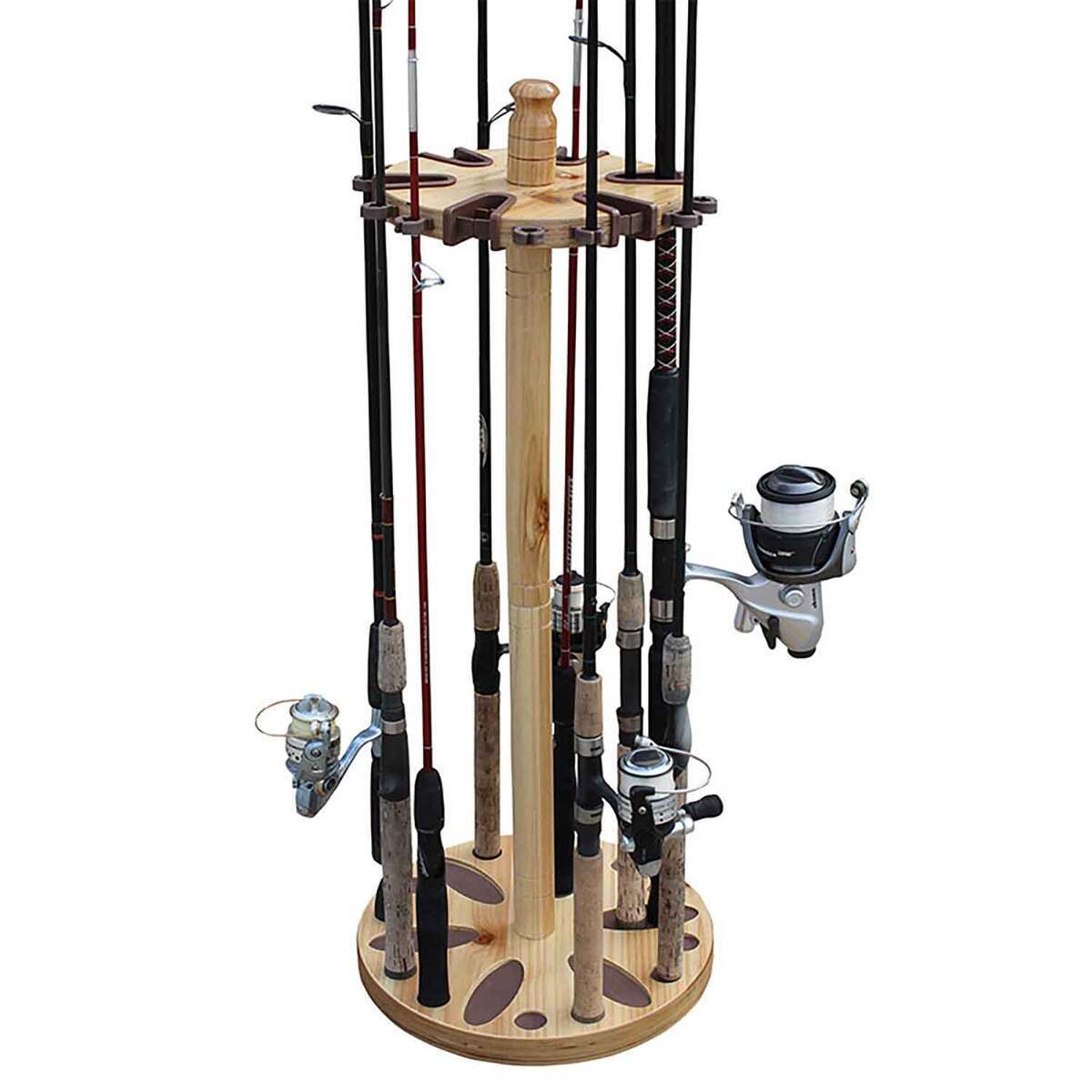 Rush Creek Creations Round Rod Rack - Light Wood Stain, 24 Rod ...