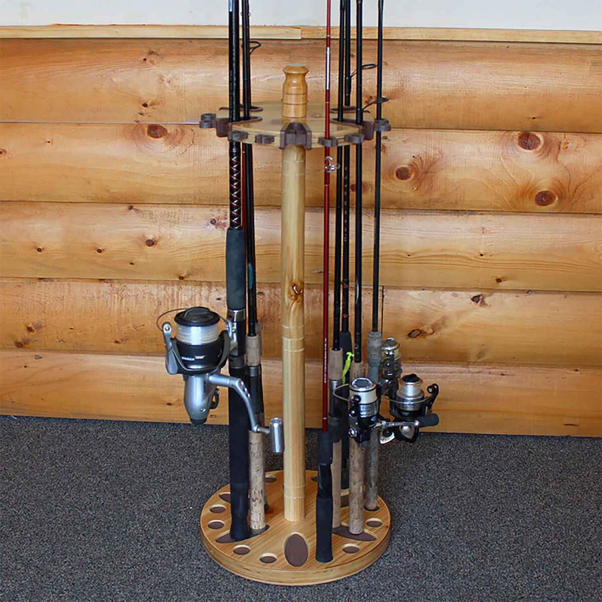 Rush Creek Creations Round Rod Rack - Light Wood Stain, 24 Rod ...