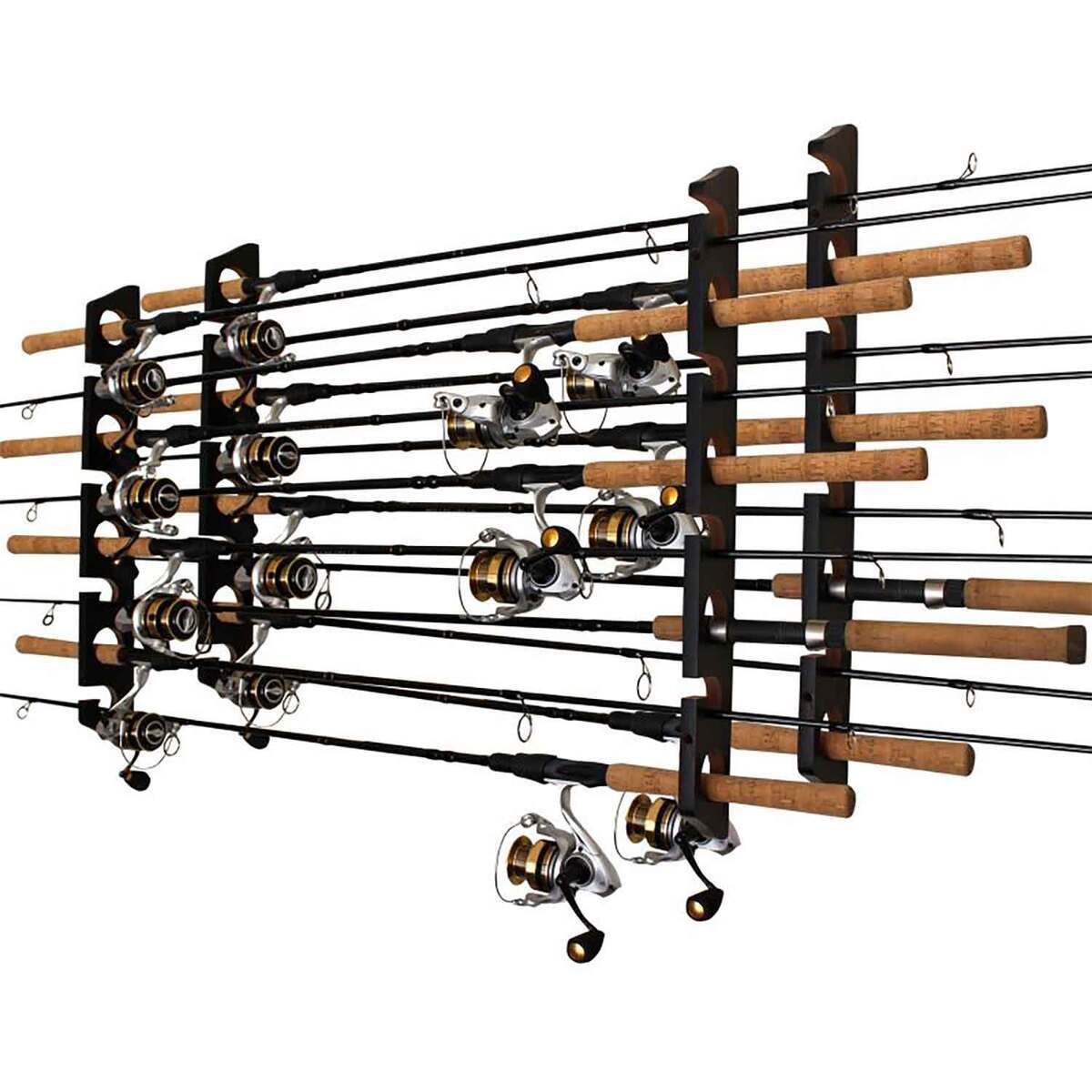 Rush Creek Creations 8 Capacity Wall or Ceiling Rod Rack - Black, 2 ...