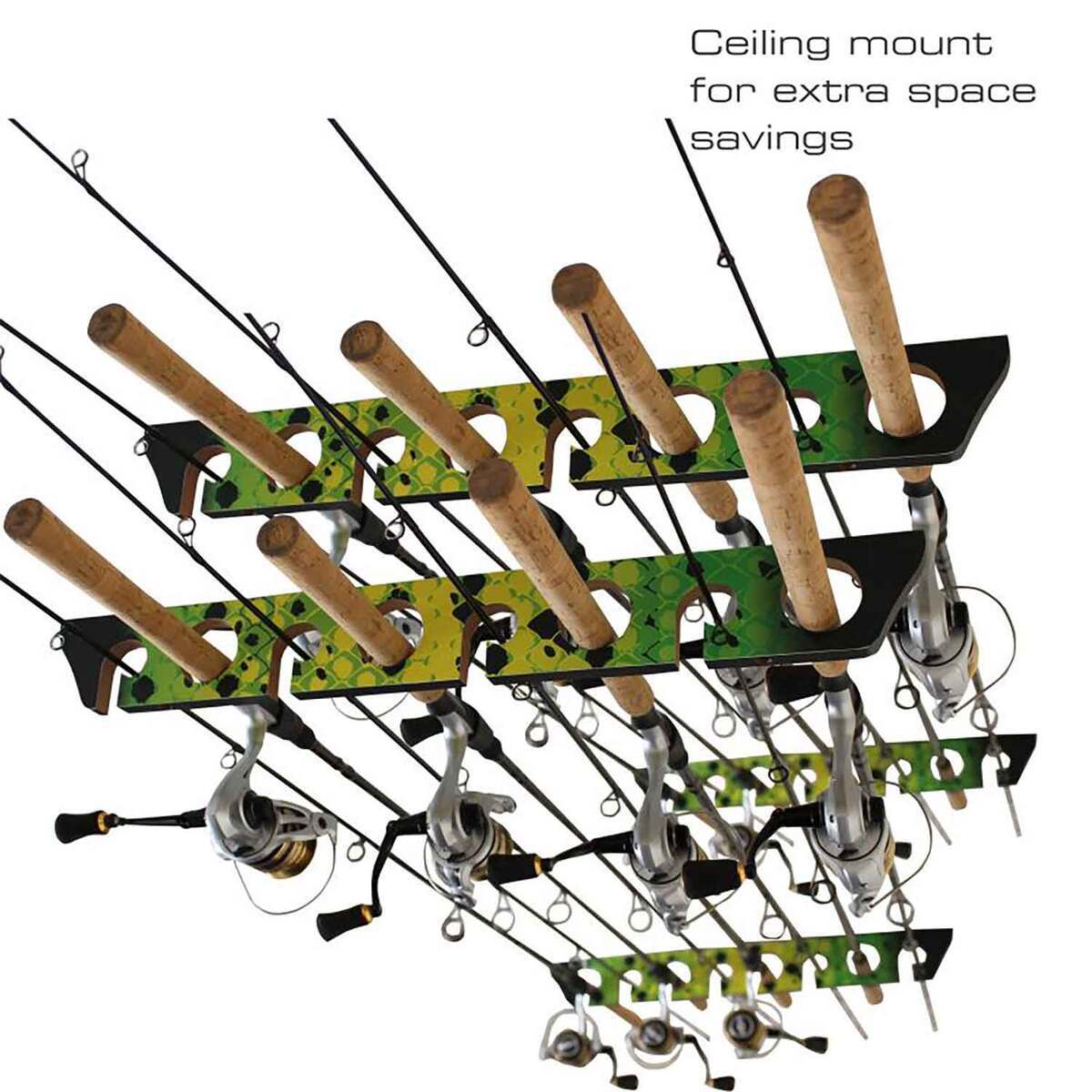 Rush Rod Rack Rush Creek Creations 8 Capacity Wall or Ceiling Rod Rack - Green/Yellow ...