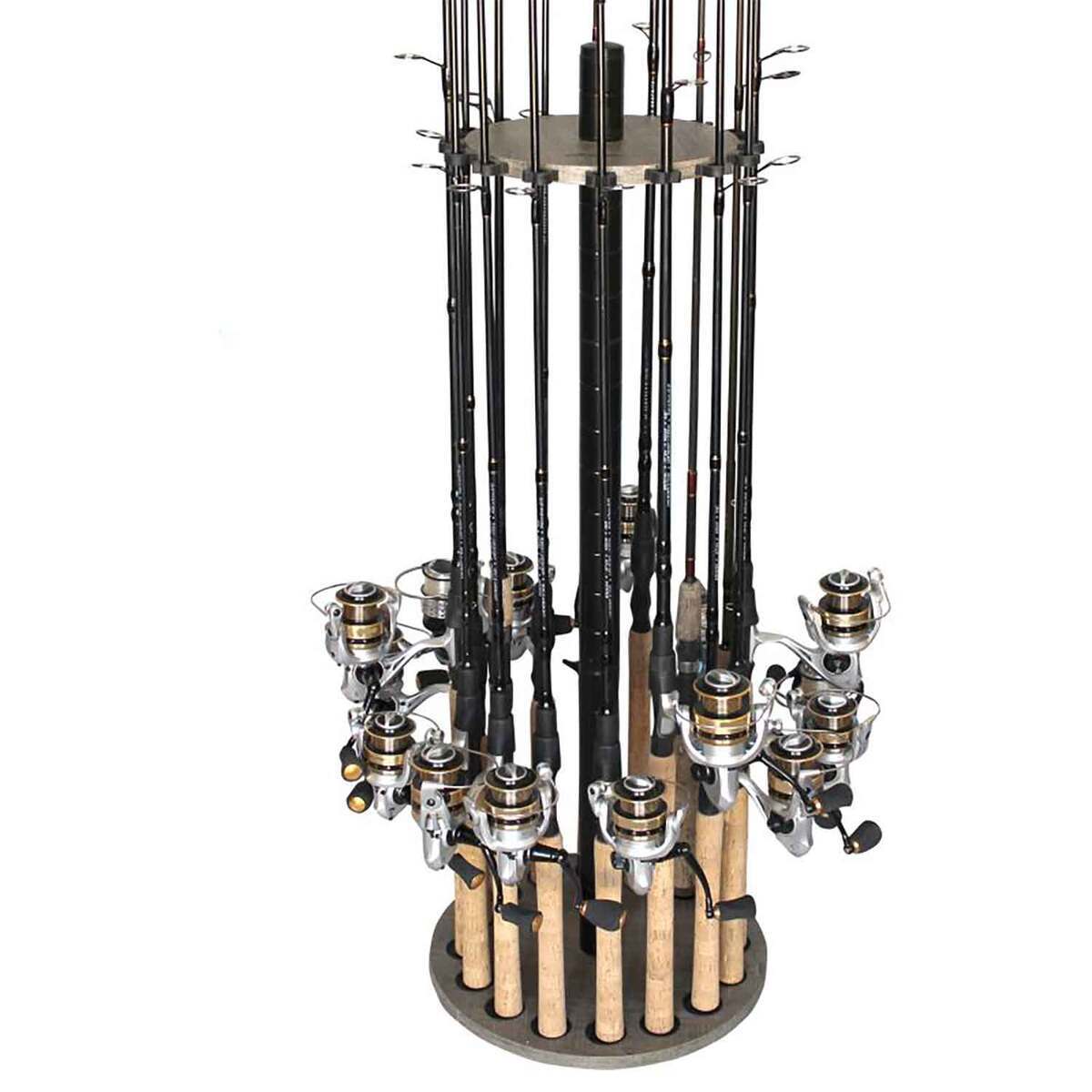 Rush Creek Creations Driftwood Round 16 Rod Rack With Steel Post 6in ...