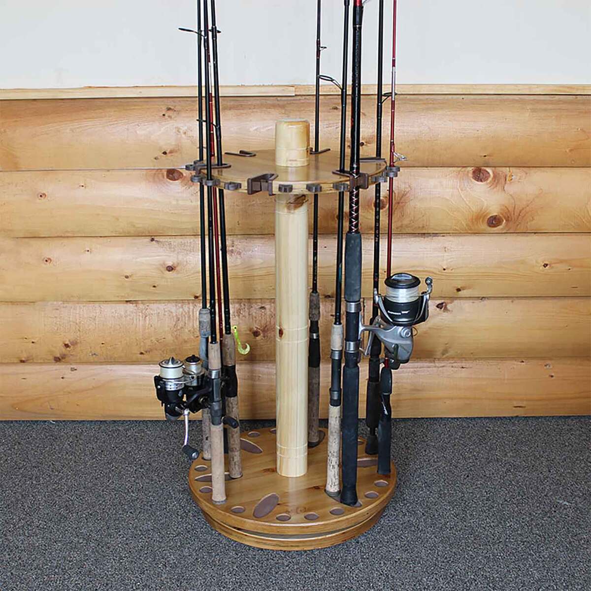 Distrimar Rod Rack Rush Creek Creations Infinity Spinning Wood 30 Rod Rack - Light ...