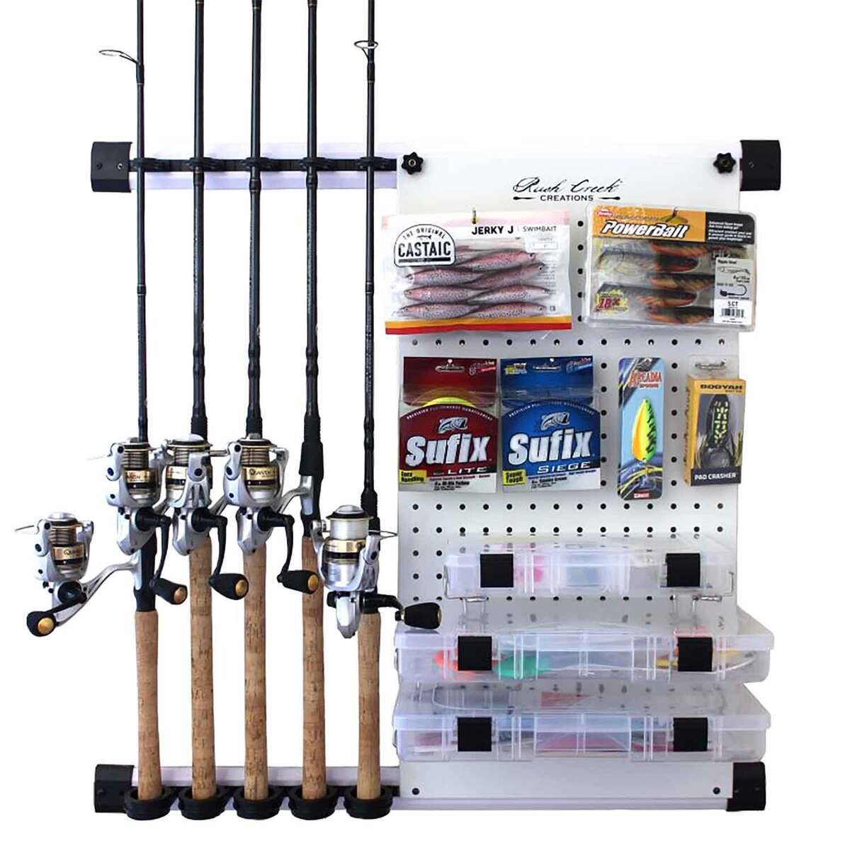 Rush Creek Creations No Limits 5 Rod and Tackle Storage Wall Rod Rack ...