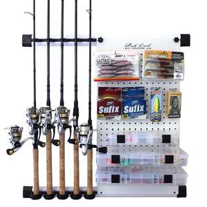 Rush Creek Creations 10-Rod Wall or Ceiling Fishing Rod Storage Rack,  Vertical or Horizontal Fishing Rod Holder with 10 Rod Capacity, Silver and  Black - Rush Creek Creations