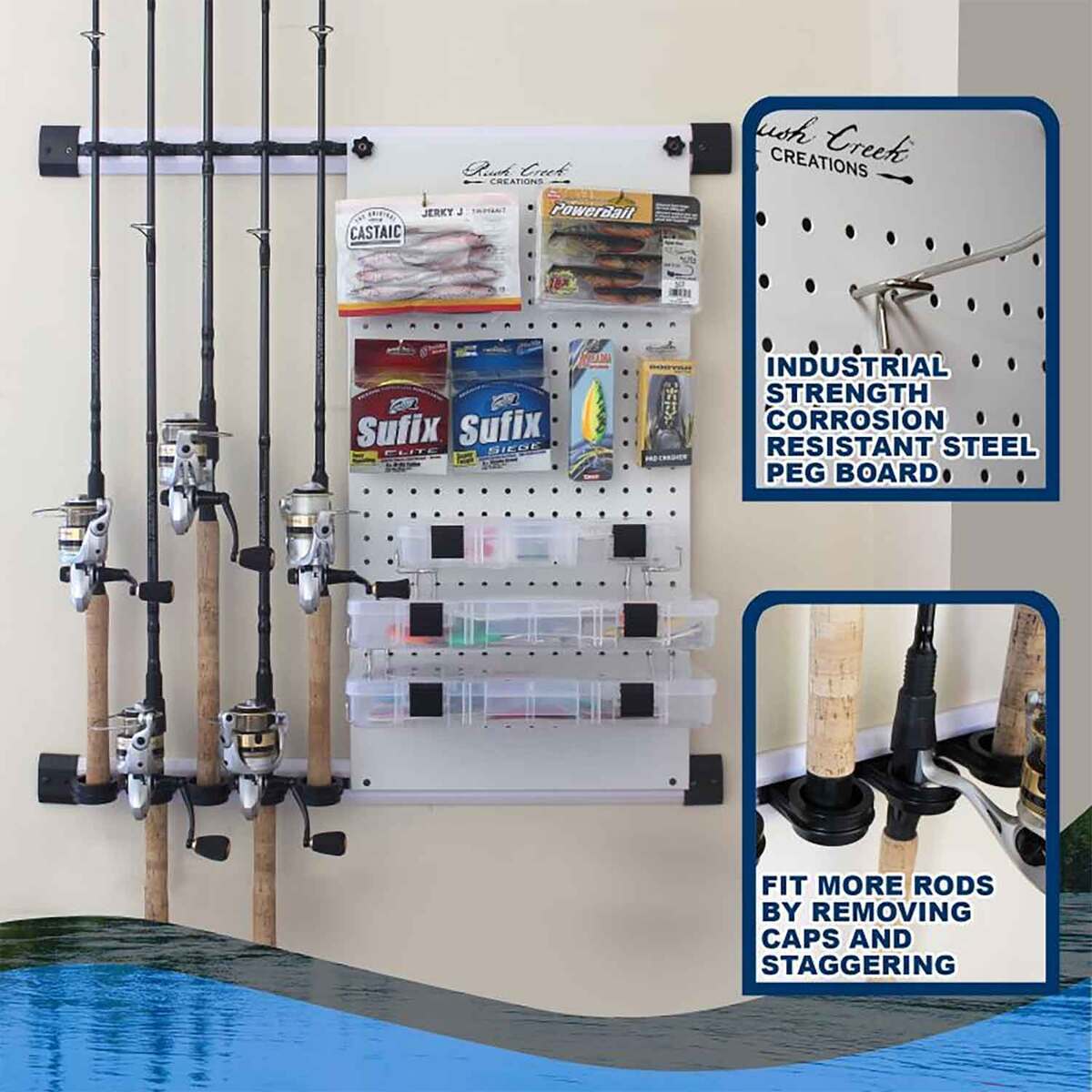 Rush Creek Creations No Limits 5 Rod and Tackle Storage Wall Rod Rack Rush Creek Creations No Limits 5 Rod and Tackle Storage Wall Rod Rack
