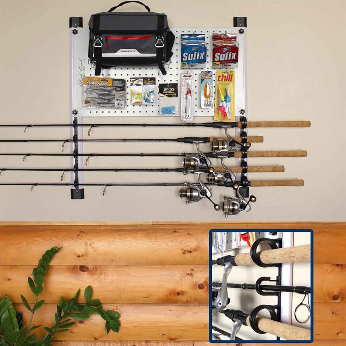 Rush Creek Creations No Limits 5 Rod and Tackle Storage Wall Rod Rack ...