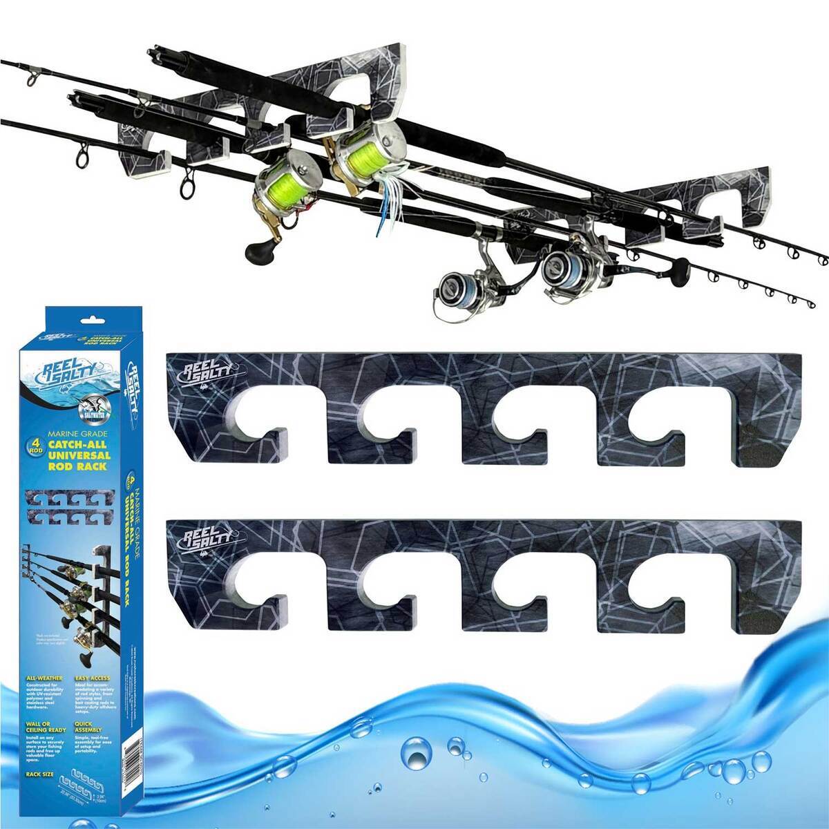 Rush Creek Creations Reel Salty Rod Rack - 4 Rod | Sportsman's Warehouse