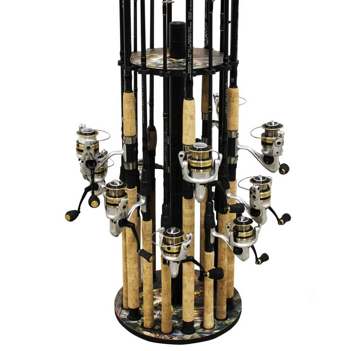 Rush Creek Creations 16 Rod Round Rack With Steel Post - Bass, 30in ...