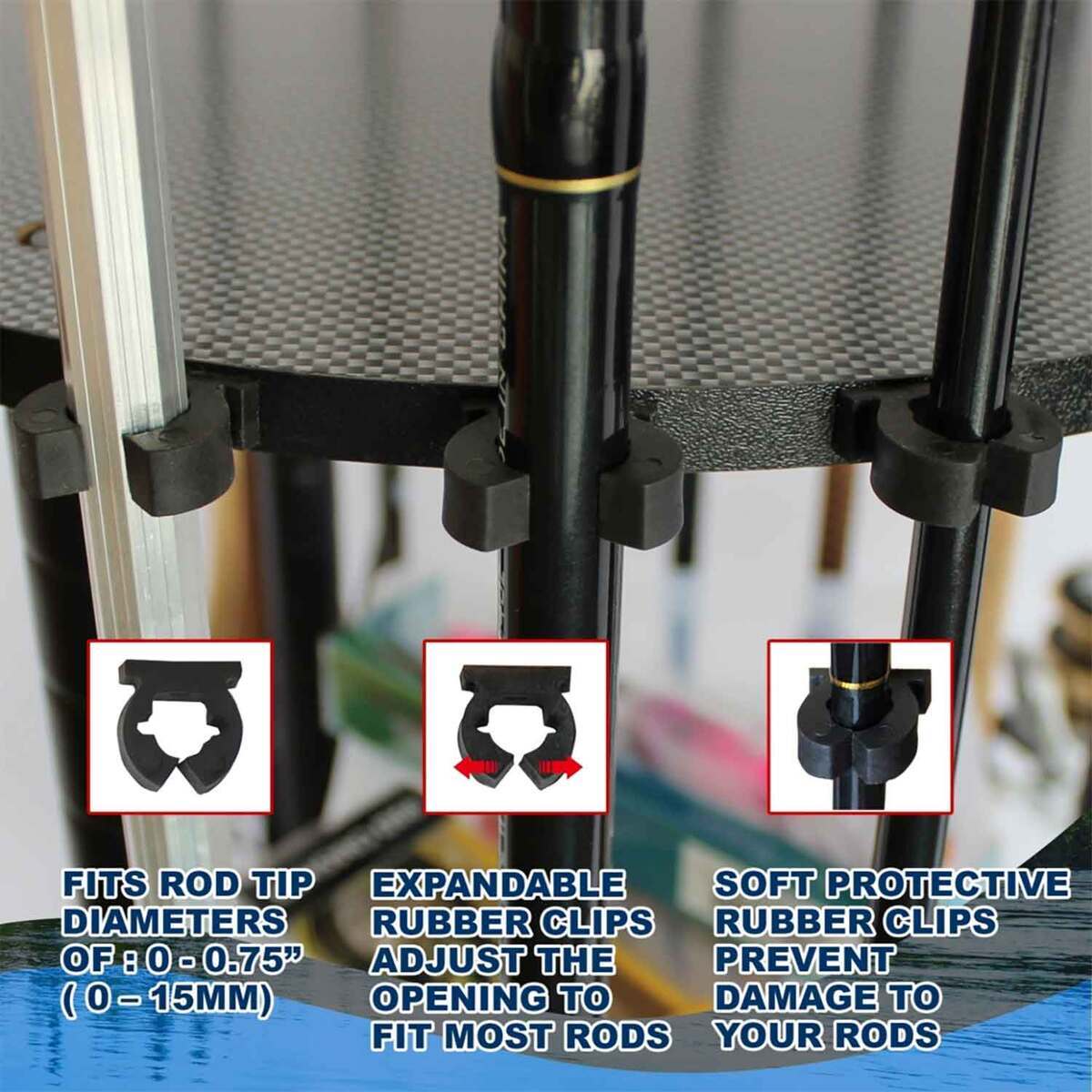 Rush Creek Creations Round Spinning 17 Rod Rack w/ Tackle Storage ...