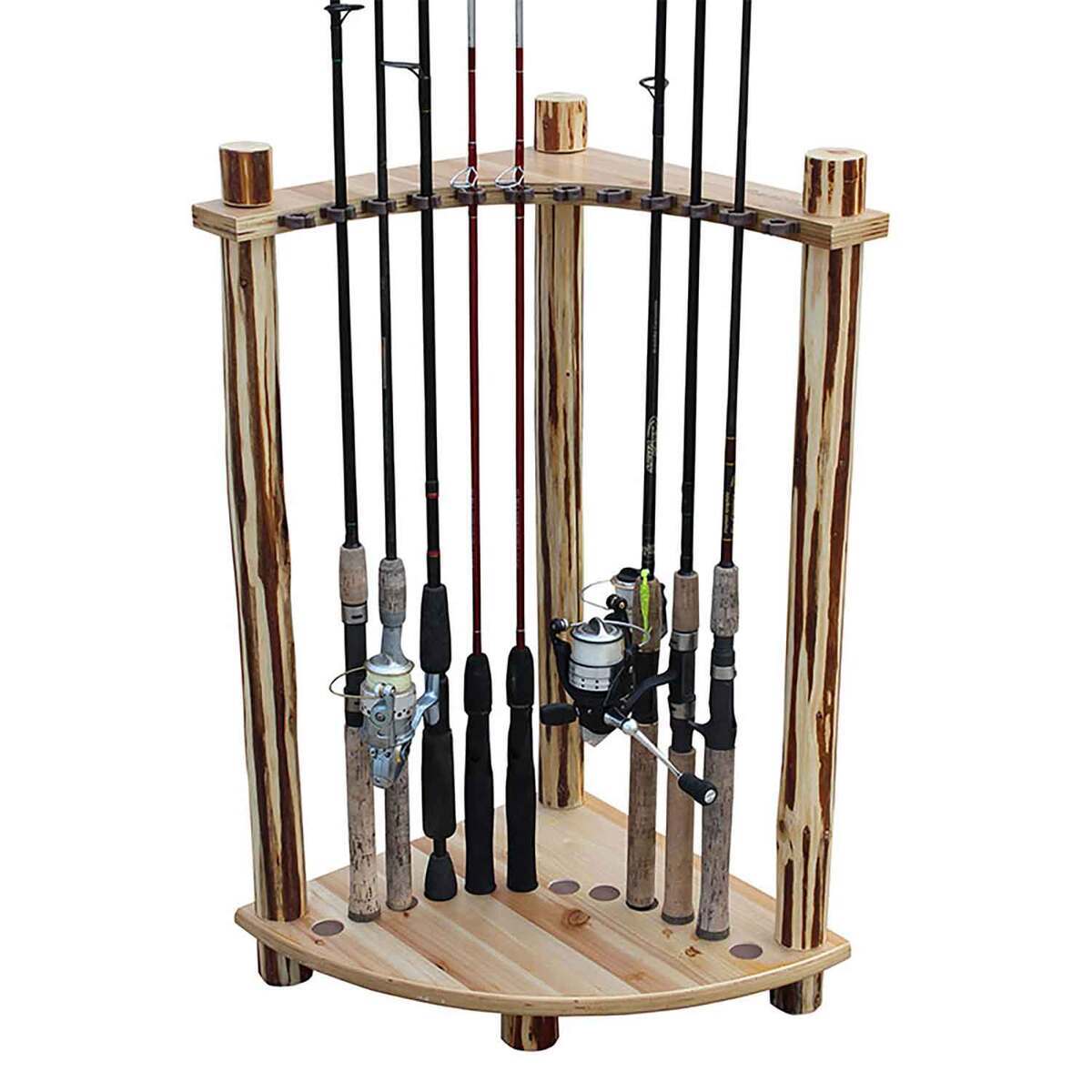 Rush Creek Creations Rustic Series Corner 12 Rod Rack - Rustic Rush Creek Creations Rustic Series Corner 12 Rod Rack - Rustic