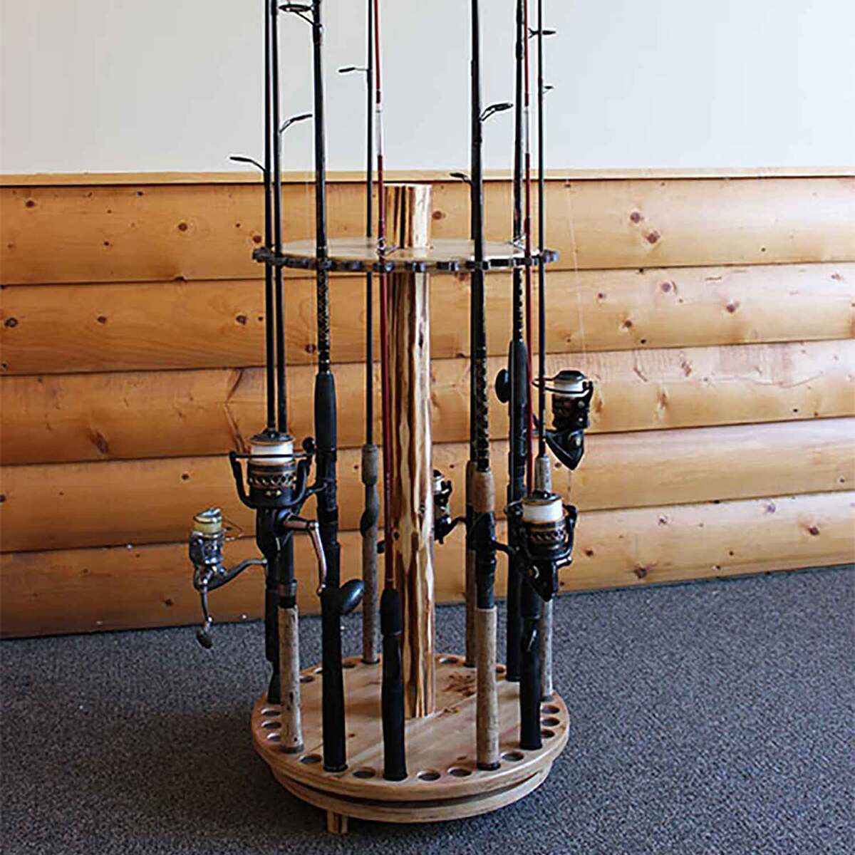 Rush Creek Creations Rustic Spinning 30 Rod Rack | Sportsman's Warehouse
