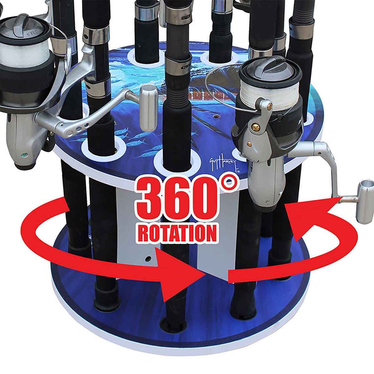 Rush Creek Creations Spinning Guy Harvey 9 Rod Rack | Sportsman's Warehouse