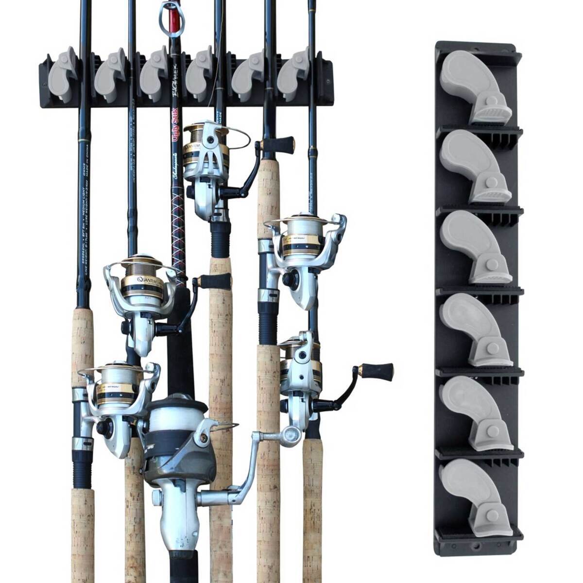 Rush Creek Verticle Wall Mounted Fishing Rod Holder - 6 Rod Capacity | Sportsman's Warehouse Rush Creek Verticle Wall Mounted Fishing Rod Holder - 6 Rod Capacity | Sportsman's Warehouse