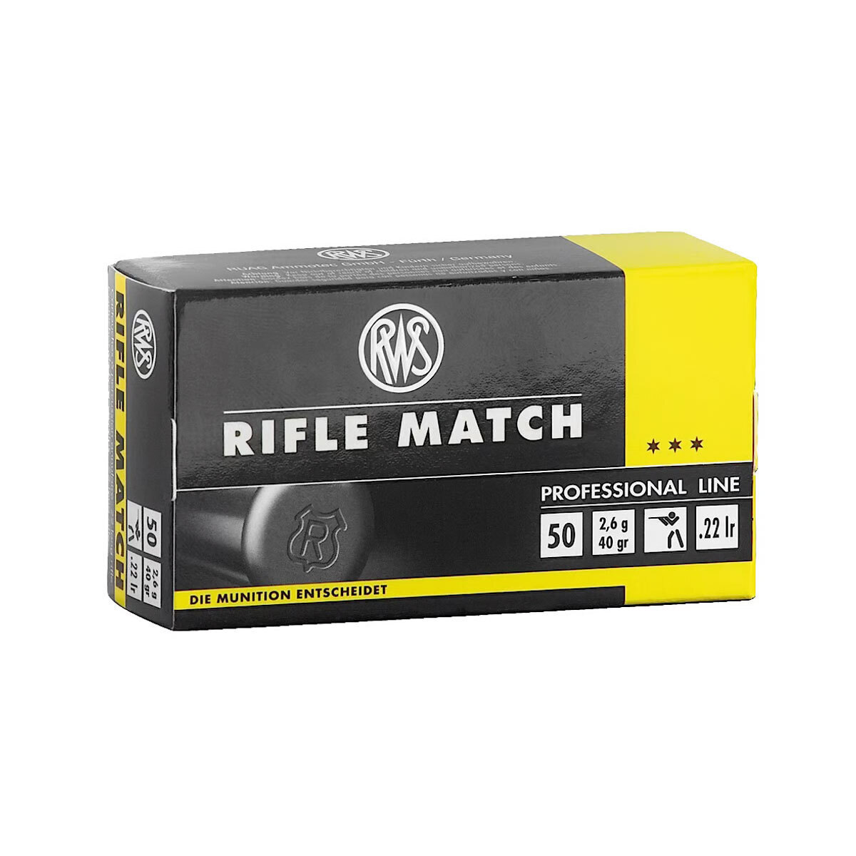Match 22 Rimfire RWS Rifle Match 22 Long Rifle 40gr LRN Rimfire Ammo - 50 Rounds ...