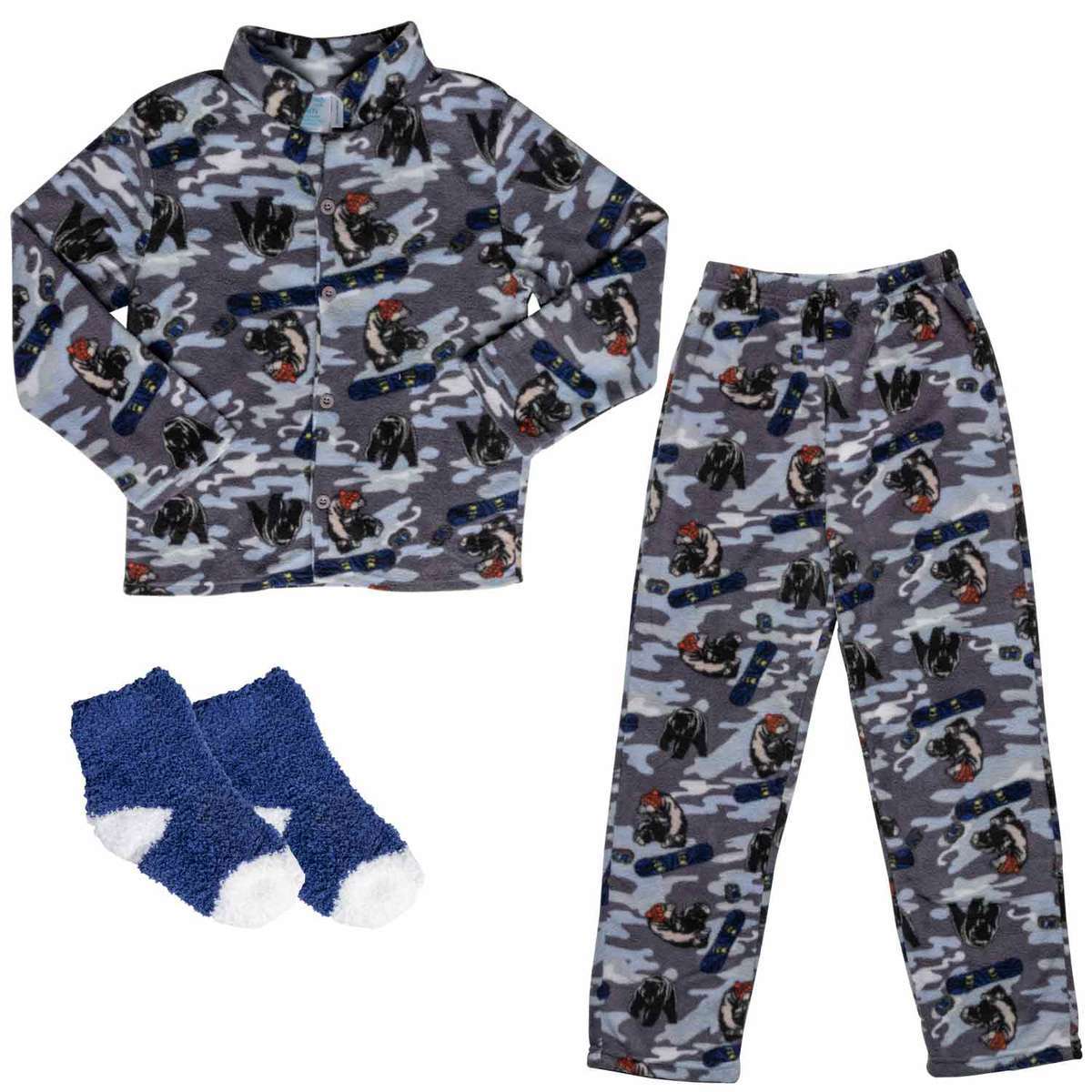 Pine Trail Boys' Micro Fleece Camo 3 Piece Pajama Set - Camo - M - Camo M Pine Trail Boys' Micro Fleece Camo 3 Piece Pajama Set - Camo - M - Camo M
