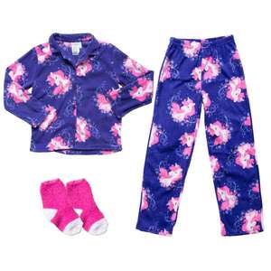 Pine Trail Girls' Micro Fleece Unicorn 3 Piece Pajama Set