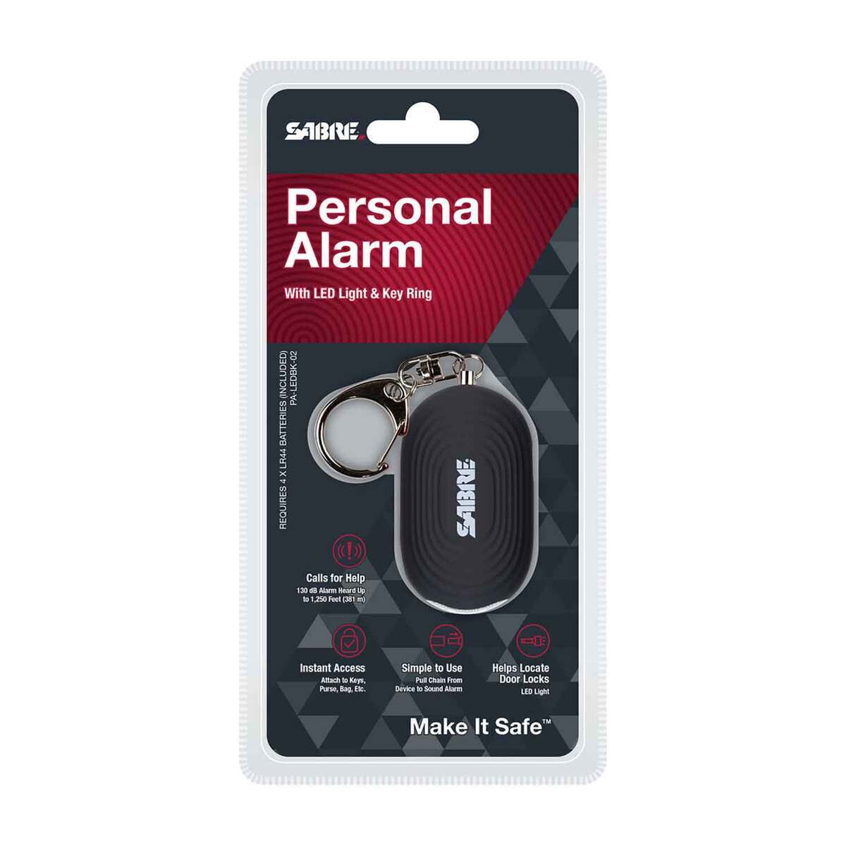 SABRE 2-in-1 Personal Alarm with LED Light and Snap Hook - Black SABRE 2-in-1 Personal Alarm with LED Light and Snap Hook - Black