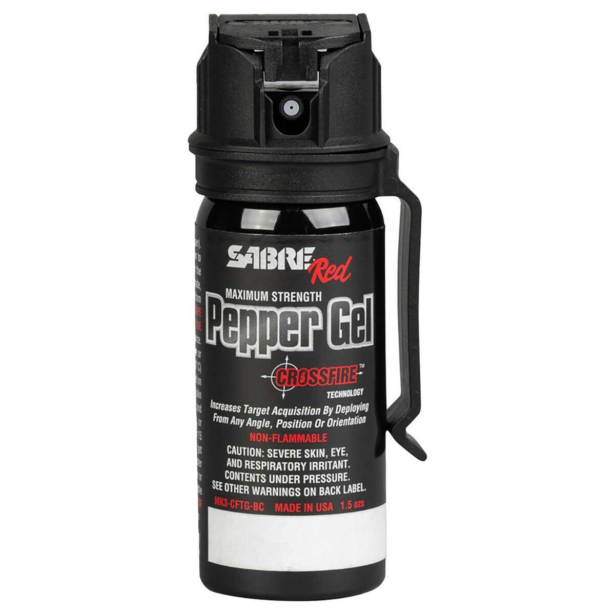 SABRE Crossfire Pepper Gel with Belt Clip - 1.5oz - 1.5oz SABRE Crossfire Pepper Gel with Belt Clip - 1.5oz - 1.5oz