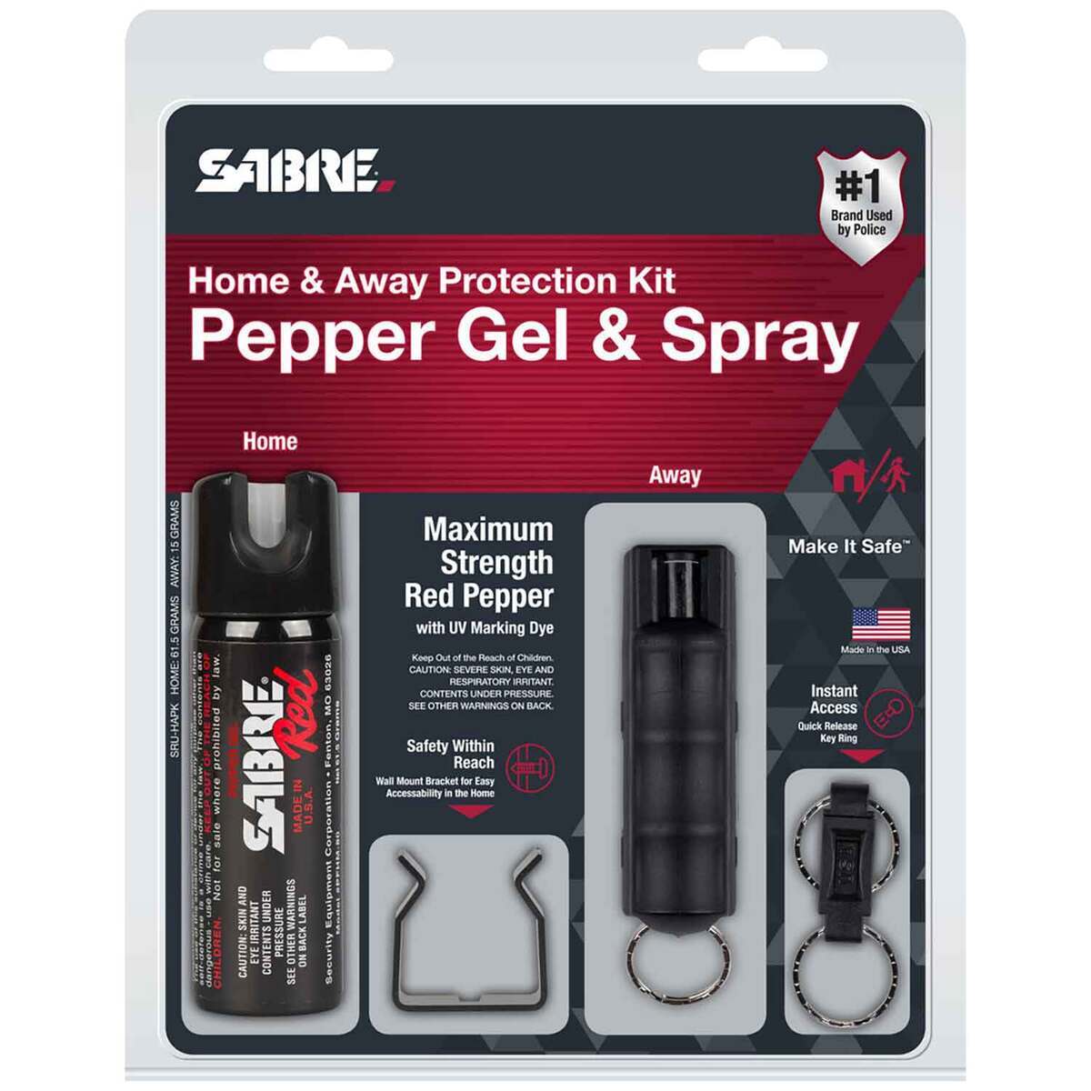 Sabre Home and Away Pepper Gel and Spray Protection Kit - Black 0.54oz Sabre Home and Away Pepper Gel and Spray Protection Kit - Black 0.54oz