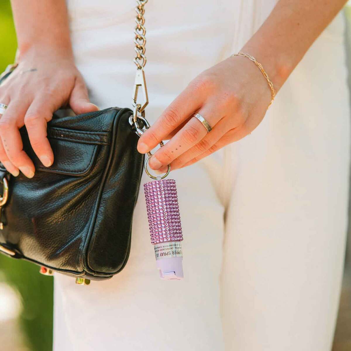 SABRE Jeweled Pepper Spray with Snap Clip - 0.54oz - Lavender 0.54oz SABRE Jeweled Pepper Spray with Snap Clip - 0.54oz - Lavender 0.54oz