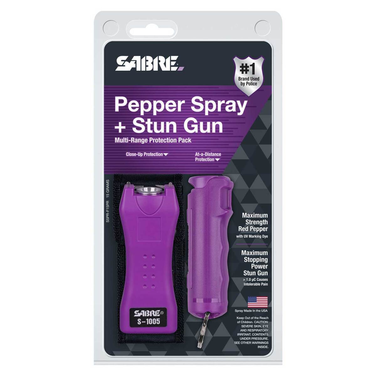 SABRE Pepper Spray & Stun Gun with Flashlight Self-Defense Kit - 0.54oz - Purple 0.54oz SABRE Pepper Spray & Stun Gun with Flashlight Self-Defense Kit - 0.54oz - Purple 0.54oz