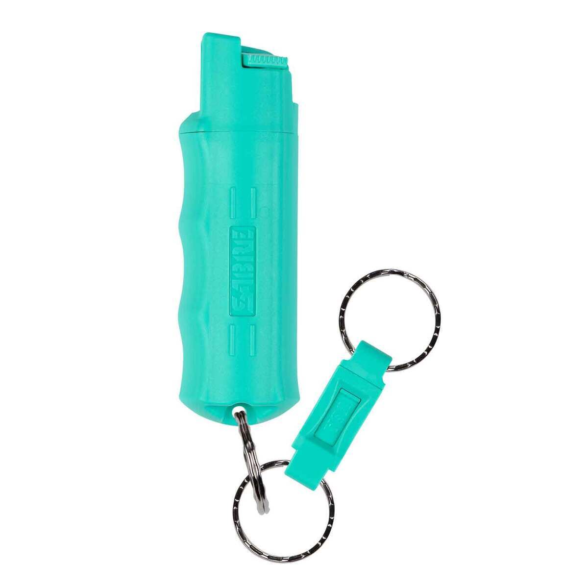 SABRE Pepper Spray with Quick Release Key Ring - 0.54oz - Mint Green 0.54oz SABRE Pepper Spray with Quick Release Key Ring - 0.54oz - Mint Green 0.54oz