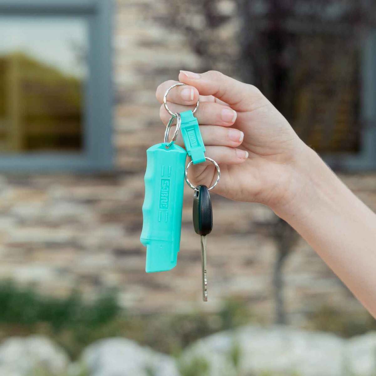 SABRE Pepper Spray with Quick Release Key Ring - 0.54oz - Mint Green 0.54oz SABRE Pepper Spray with Quick Release Key Ring - 0.54oz - Mint Green 0.54oz