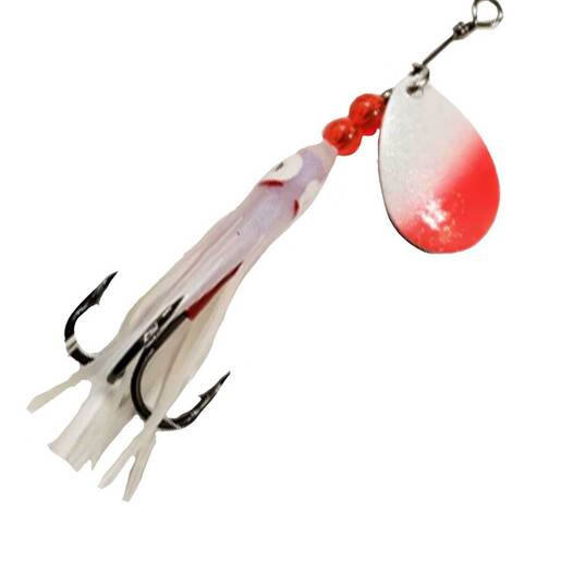 McOmie's Salmon Colorado UV Spinner withHoochie - UV Green Tip Rainbow 1