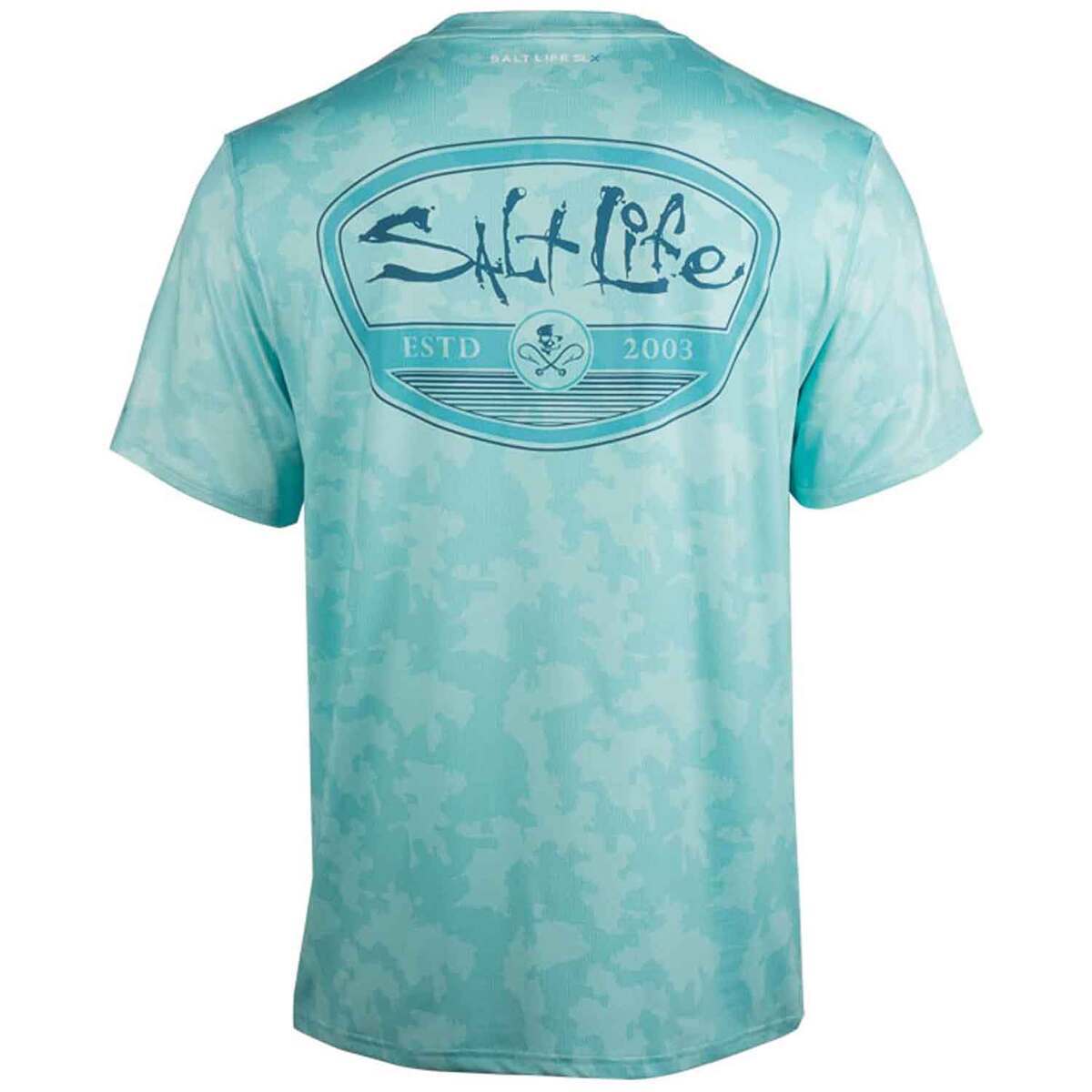 Salt Life Men's CamoX Pocket Short Sleeve Fishing Shirt - Aruba Blue - M -  Aruba Blue M
