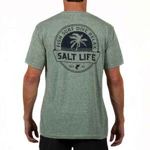 Salt Life Men's Fish Surf Dive Relax Short Sleeve Shirt - Kelp - L