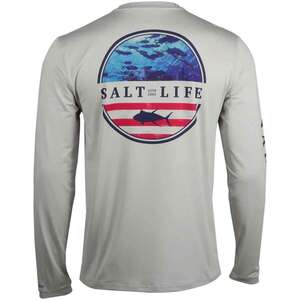 Salt Life Men's Respect Performance Long Sleeve Casual Shirt - Mist Grey Heather - M