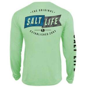 Salt Life Men's Salute Logo Graphic Performance Long Sleeve Fishing Shirt - Pistachio Heather - XXL