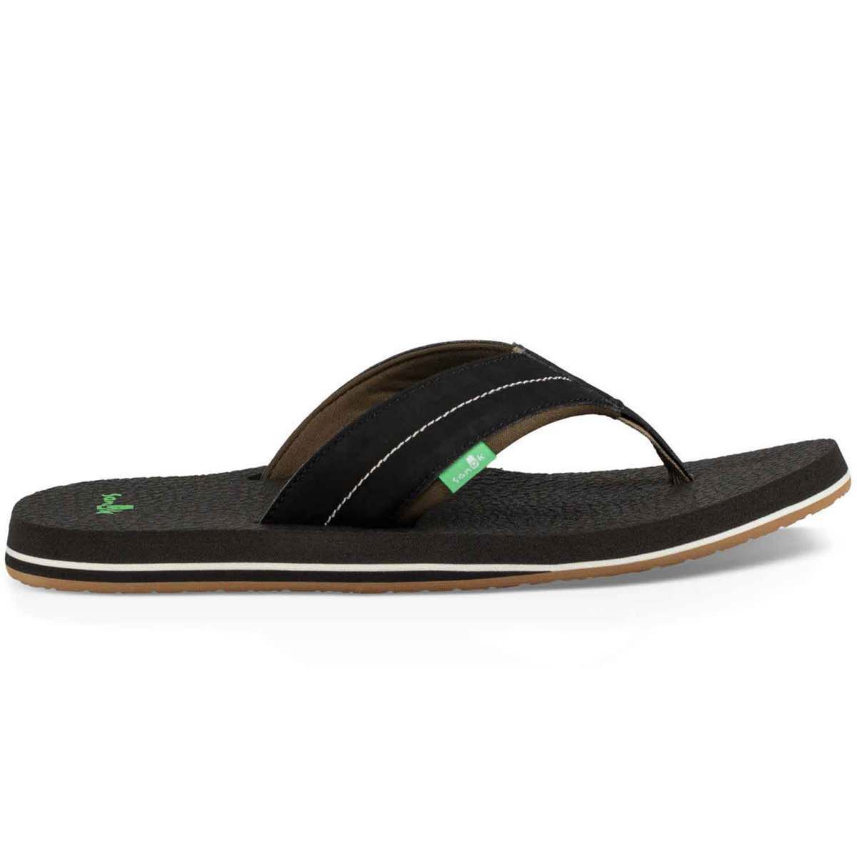 Sanuk Men's Beer Cozy 2 Flip Flops - Black/Dark Olive - 10 - Black/Dark ...