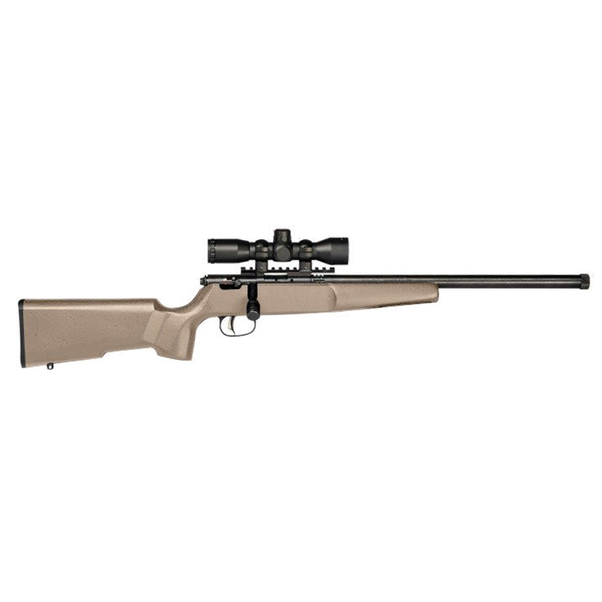 Savage Rascal Target XP Black/Flat Dark Earth Bolt Action Rifle - 22 Long Rifle - 16in - FDE Savage Rascal Target XP Black/Flat Dark Earth Bolt Action Rifle - 22 Long Rifle - 16in - FDE