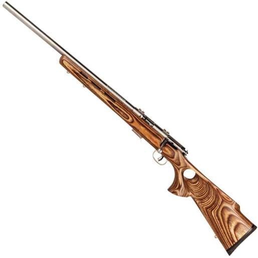 Savage 93R17 BTVLSS Satin Stainless/ Brown Laminate Left Hand Bolt Action Rifle - 17 HMR -  21in - Brown image